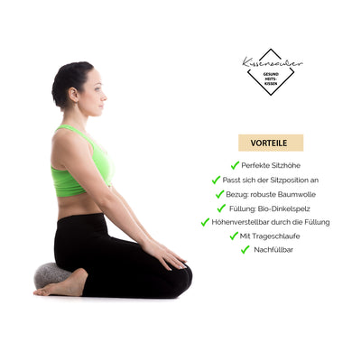 Yogakissen/ Meditationskissen mit BIO-Dinkelspelzfüllung, beige, altrosa, khaki, grau, schwarz, weinrot, dunkelblau