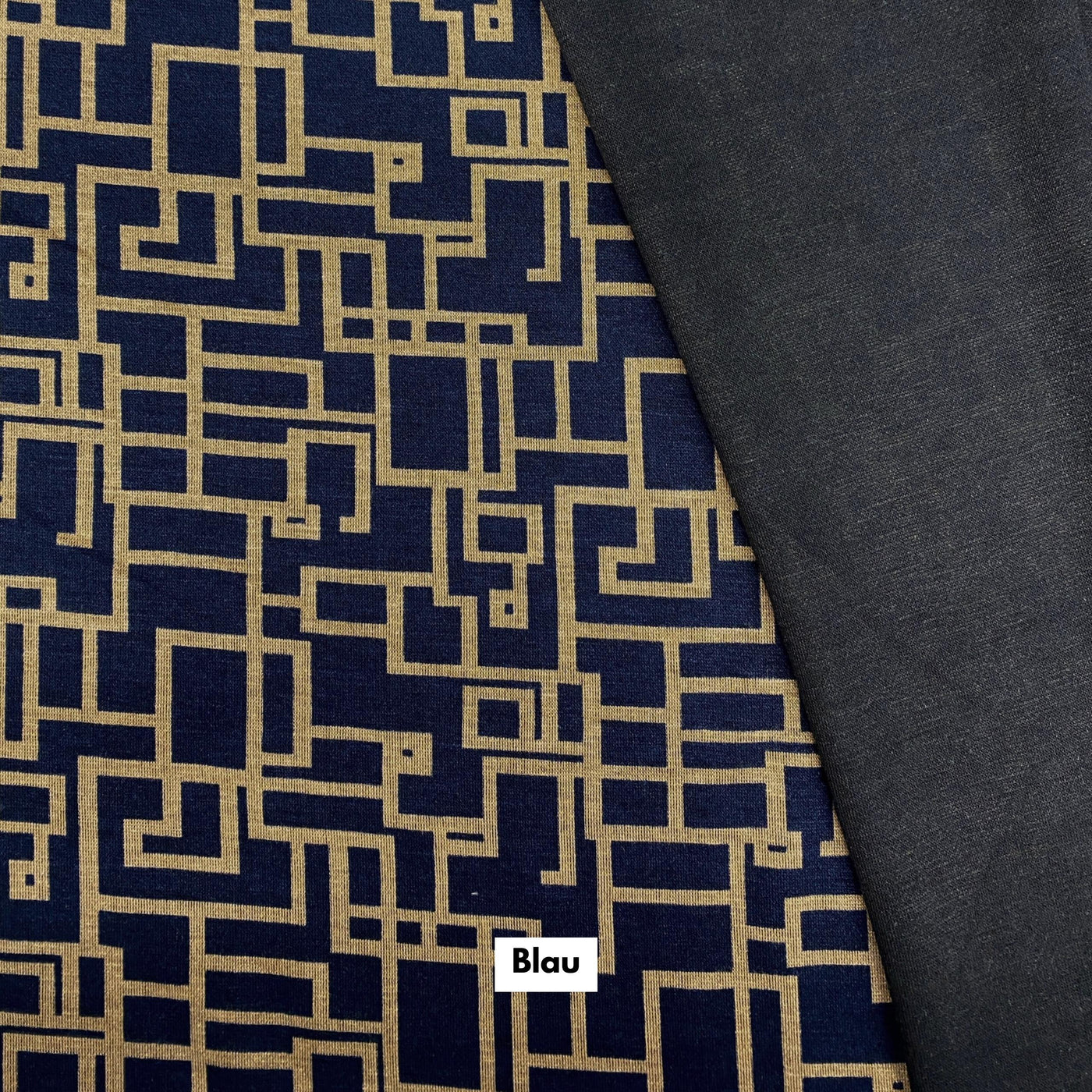 Romanit Jersey mit geometrischem Muster - 8,75 Euro pro 0,5 Meter (Blau, Fuchsia, Grau)