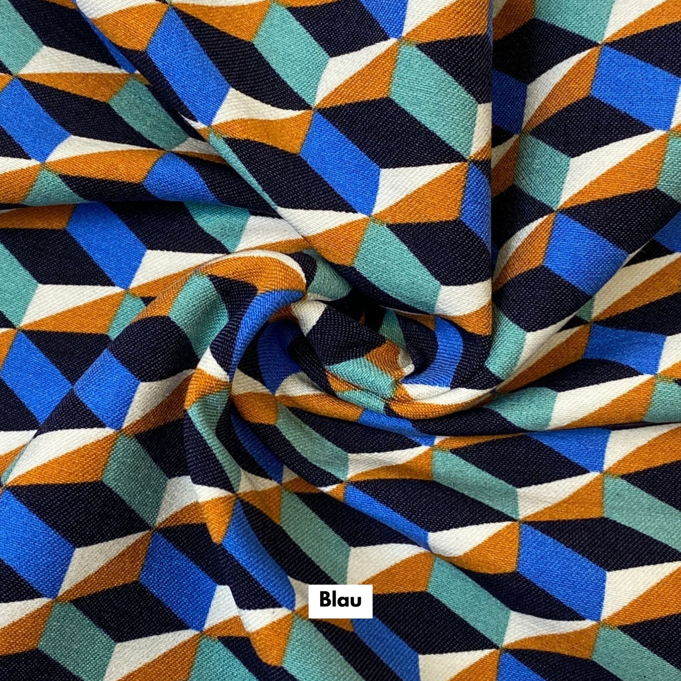 Bengaline Stoff mit geometrischem Muster -  7,25 Euro pro 0,5 Meter (lila, beige, blau)