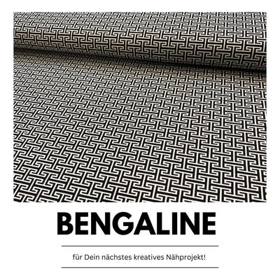 Bengaline Stoff mit geometrischem Muster -  7,25 Euro pro 0,5 Meter (schwarz/ weiß)