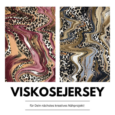 Viskosejersey abstraktem Animal Print -  8,00 Euro pro 0,5 Meter (Rot, Braun)