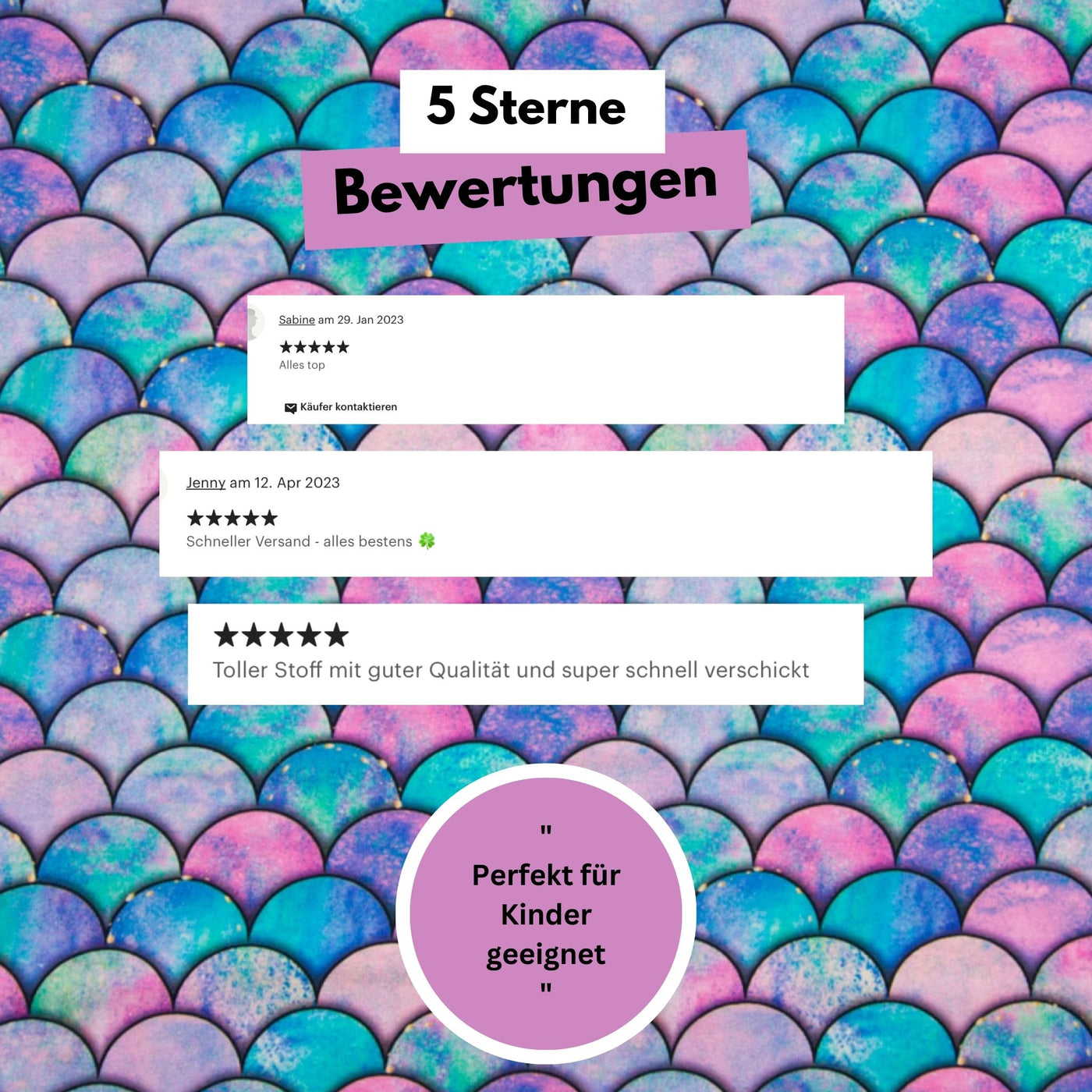 Jersey Stoff, Meerjungfrau-Muster/ Mermazing Schuppen (Digitalprint) - 10 Euro pro 0,5 Meter