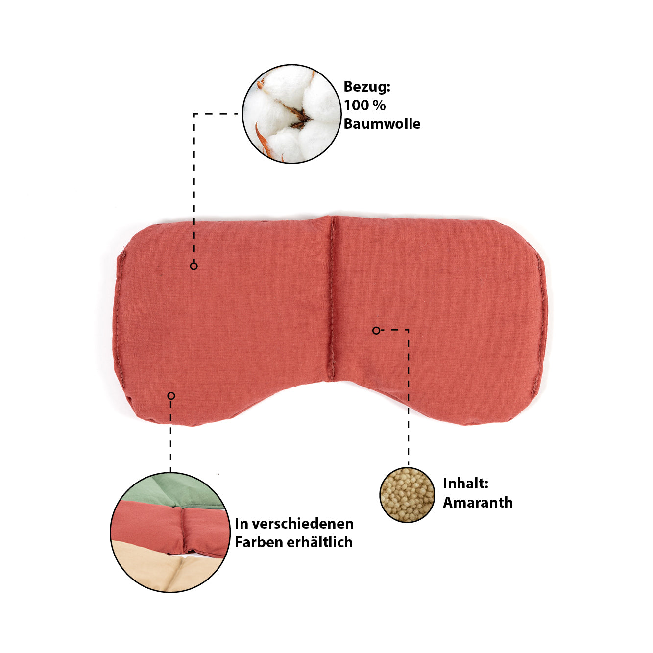 BIO-Augen-Entspannungskissen mit Amaranth, Uni, grün, beige, altrosa