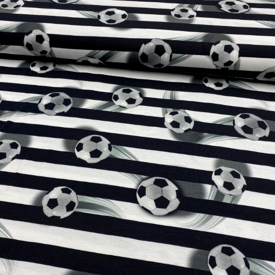 Jersey stoff, Fußball - 16,00 EUR/m - in zwei Varianten, bunt oder schwarz/ weiß