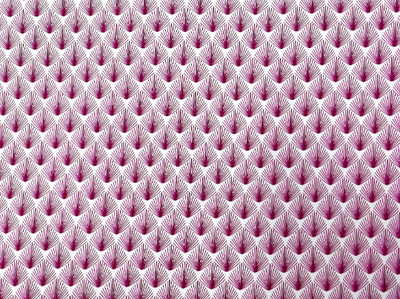BIO-Organic Baumwolljersey mit geometrischem Muster, pink und blau auf weißem Hintergrund
