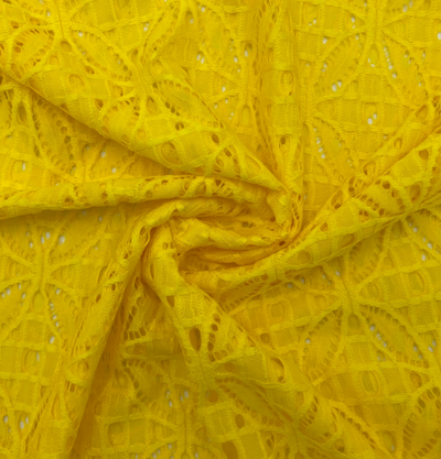 Spitzenstoff Meterware, Ornamente, gelb