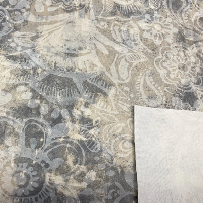 Wasserabweisender Stoff, beschichtete Baumwolle, für Tischdecken, florale Muster, grau, beige, weiß